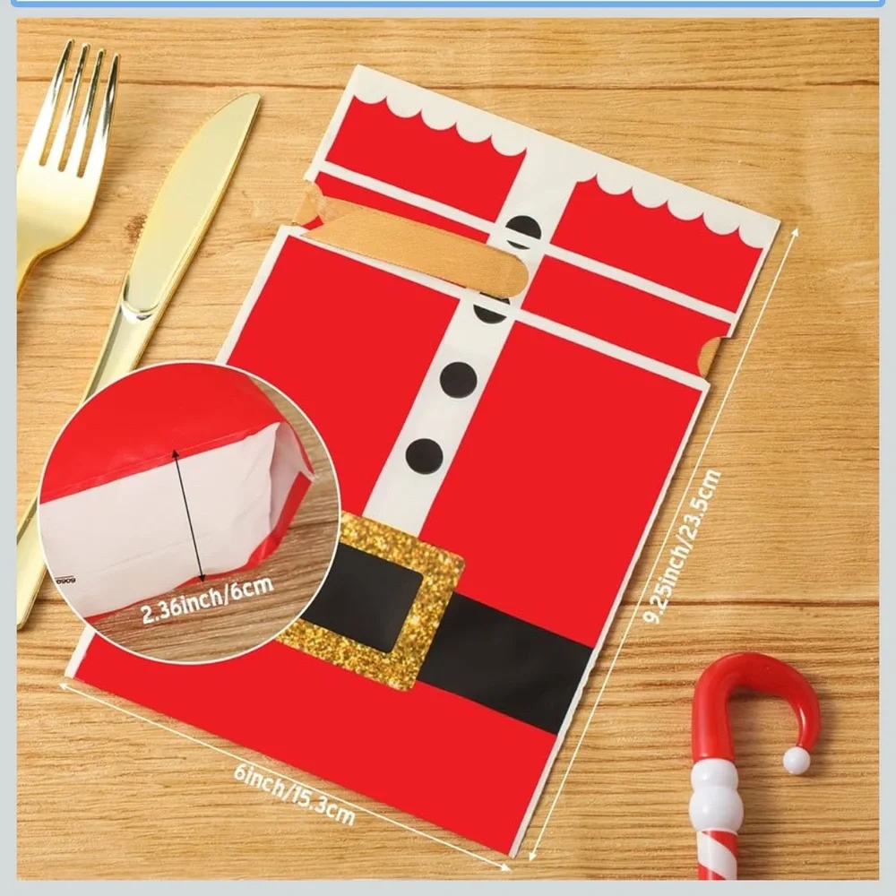 50 Santa Suit Party Favor Bags with Gold Ribbon
